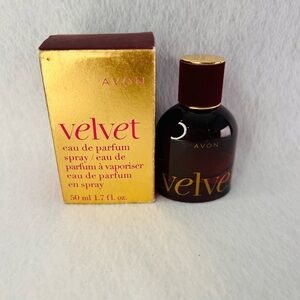 Avon Velvet Perfume with Gold and Red Accents